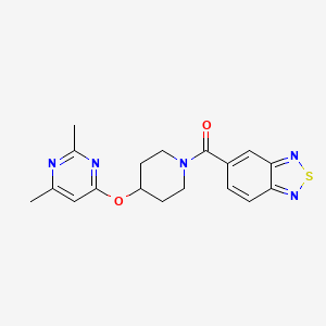 molecular formula C18H19N5O2S B2495305 Benzo[c][1,2,5]thiadiazol-5-yl(4-((2,6-dimethylpyrimidin-4-yl)oxy)piperidin-1-yl)methanone CAS No. 2034472-84-7