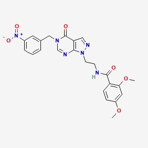 molecular formula C23H22N6O6 B2495314 2,4-dimethoxy-N-(2-(5-(3-nitrobenzyl)-4-oxo-4,5-dihydro-1H-pyrazolo[3,4-d]pyrimidin-1-yl)ethyl)benzamide CAS No. 922060-50-2