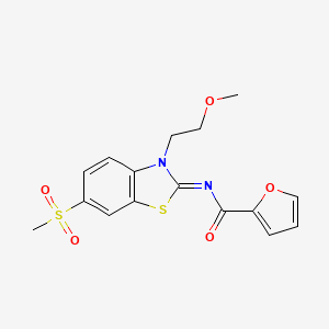 molecular formula C16H16N2O5S2 B2495315 (Z)-N-(3-(2-methoxyethyl)-6-(methylsulfonyl)benzo[d]thiazol-2(3H)-ylidene)furan-2-carboxamide CAS No. 864977-07-1