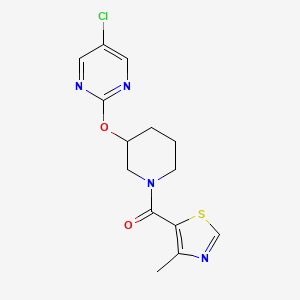 molecular formula C14H15ClN4O2S B2495332 (3-((5-氯嘧啶-2-基)氧基)哌啶-1-基)(4-甲硫唑-5-基)甲酮 CAS No. 2034398-74-6