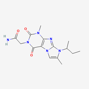 molecular formula C15H20N6O3 B2495342 2-(8-(叔丁基)-1,7-二甲基-2,4-二氧代-1H-咪唑并[2,1-f]嘧啶-3(2H,4H,8H)-基)乙酰胺 CAS No. 919009-53-3