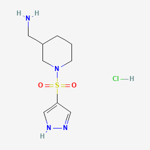 molecular formula C9H17ClN4O2S B2495348 [1-(1H-吡唑-4-基磺酰)哌啶-3-基]甲基胺;盐酸盐 CAS No. 2567496-93-7