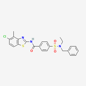 molecular formula C24H22ClN3O3S2 B2495350 4-[苄基(乙基)磺酰氨基]-N-(5-氯-4-甲基-1,3-苯并噻唑-2-基)苯甲酰胺 CAS No. 919705-75-2