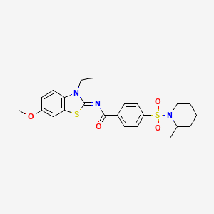 molecular formula C23H27N3O4S2 B2495352 N-(3-乙基-6-甲氧基-1,3-苯并噻唑-2-基亚甲基)-4-(2-甲基哌嗪-1-基)磺酰苯甲酰胺 CAS No. 850909-75-0
