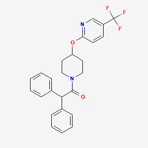 molecular formula C25H23F3N2O2 B2495360 2,2-二苯基-1-(4-((5-(三氟甲基)吡啶-2-基)氧基)哌啶-1-基)乙酮 CAS No. 1421445-17-1