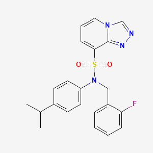 molecular formula C22H21FN4O2S B2495366 N-(2-氟苯甲基)-N-(4-异丙基苯基)[1,2,4]三唑并[4,3-a]吡啶-8-磺酰胺 CAS No. 1251594-59-8