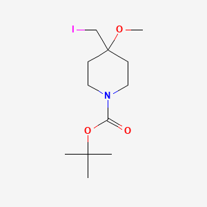 molecular formula C12H22INO3 B2495374 叔丁基4-(碘甲基)-4-甲氧基哌啶-1-羧酸酯 CAS No. 257634-43-8