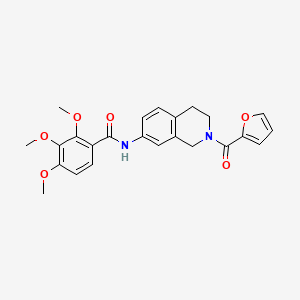 molecular formula C24H24N2O6 B2495377 N-(2-(furan-2-carbonyl)-1,2,3,4-tetrahydroisoquinolin-7-yl)-2,3,4-trimethoxybenzamide CAS No. 955666-18-9