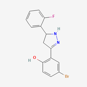 molecular formula C15H12BrFN2O B2495379 4-bromo-2-[5-(2-fluorophenyl)-4,5-dihydro-1H-pyrazol-3-yl]phenol CAS No. 610277-58-2