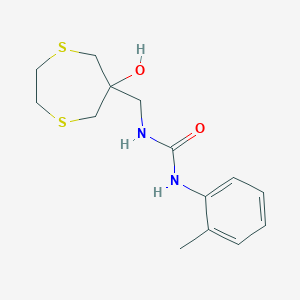 molecular formula C14H20N2O2S2 B2495380 1-[(6-Hydroxy-1,4-dithiepan-6-yl)methyl]-3-(2-methylphenyl)urea CAS No. 2415543-15-4