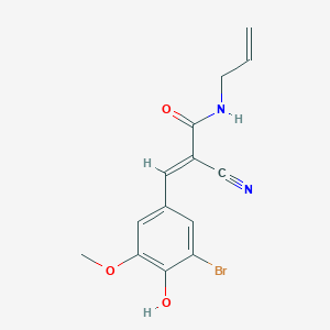 molecular formula C14H13BrN2O3 B2495381 (E)-3-(3-bromo-4-hydroxy-5-methoxyphenyl)-2-cyano-N-prop-2-enylprop-2-enamide CAS No. 454455-24-4
