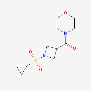 molecular formula C11H18N2O4S B2495383 (1-(Cyclopropylsulfonyl)azetidin-3-yl)(morpholino)methanone CAS No. 1428364-38-8
