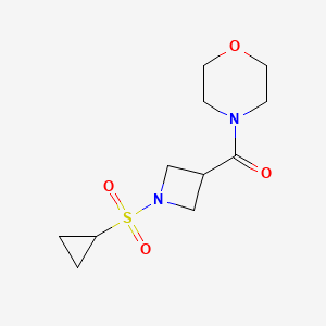 molecular formula C11H18N2O4S B2495383 (1-(环丙磺酰)吖唑啉-3-基)(吗啉基)甲酮 CAS No. 1428364-38-8