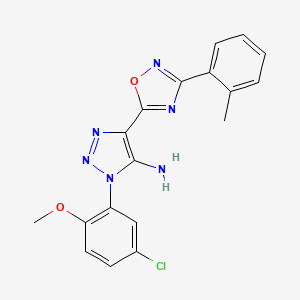 molecular formula C18H15ClN6O2 B2495385 1-(5-chloro-2-methoxyphenyl)-4-(3-(o-tolyl)-1,2,4-oxadiazol-5-yl)-1H-1,2,3-triazol-5-amine CAS No. 892744-90-0