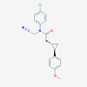 molecular formula C20H19ClN2O2 B2495389 N-(4-Chlorophenyl)-N-(cyanomethyl)-2-[(1S,2R)-2-(4-methoxyphenyl)cyclopropyl]acetamide CAS No. 2193794-89-5