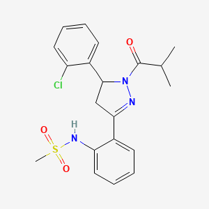 molecular formula C20H22ClN3O3S B2495393 N-(2-(5-(2-chlorophenyl)-1-isobutyryl-4,5-dihydro-1H-pyrazol-3-yl)phenyl)methanesulfonamide CAS No. 923250-21-9