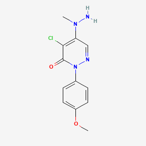 molecular formula C12H13ClN4O2 B2495398 4-chloro-2-(4-methoxyphenyl)-5-(1-methylhydrazino)-3(2H)-pyridazinone CAS No. 41933-17-9