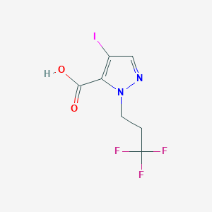 molecular formula C7H6F3IN2O2 B2495406 4-iodo-1-(3,3,3-trifluoropropyl)-1H-pyrazole-5-carboxylic acid CAS No. 1856046-26-8