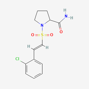 molecular formula C13H15ClN2O3S B2495408 1-[(E)-2-(2-氯苯基)乙烯基]磺酰基吡咯烷-2-甲酰胺 CAS No. 1334020-84-6