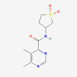 molecular formula C11H15N3O3S B2495416 N-(1,1-Dioxothiolan-3-yl)-5,6-dimethylpyrimidine-4-carboxamide CAS No. 2415461-68-4