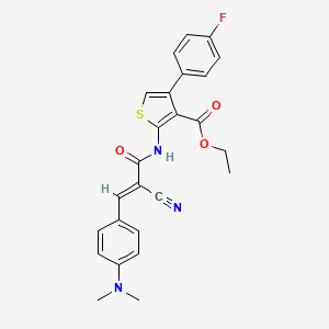 molecular formula C25H22FN3O3S B2495420 (E)-ethyl 2-(2-cyano-3-(4-(dimethylamino)phenyl)acrylamido)-4-(4-fluorophenyl)thiophene-3-carboxylate CAS No. 327075-86-5