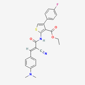 molecular formula C25H22FN3O3S B2495420 (E)-乙酸-2-(2-氰-3-(4-(二甲基氨基)苯基)丙烯酰胺基)-4-(4-氟苯基)噻吩-3-甲酸酯 CAS No. 327075-86-5