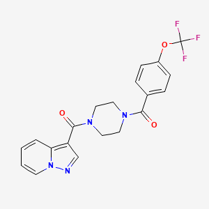 molecular formula C20H17F3N4O3 B2495423 吡唑并[1,5-a]吡啶-3-基(4-(4-(三氟甲氧基)苯甲酰基哌嗪-1-基)甲酮 CAS No. 1396864-90-6