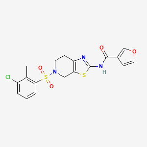 molecular formula C18H16ClN3O4S2 B2495425 N-(5-((3-chloro-2-methylphenyl)sulfonyl)-4,5,6,7-tetrahydrothiazolo[5,4-c]pyridin-2-yl)furan-3-carboxamide CAS No. 1428380-13-5