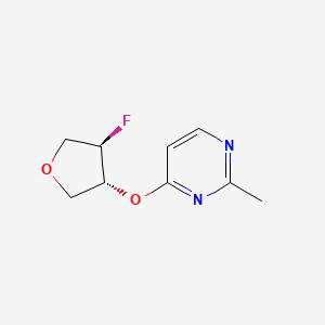 molecular formula C9H11FN2O2 B2495426 4-{[反式-4-氟杂环丁烷-3-基]氧基}-2-甲基嘧啶 CAS No. 2413365-31-6