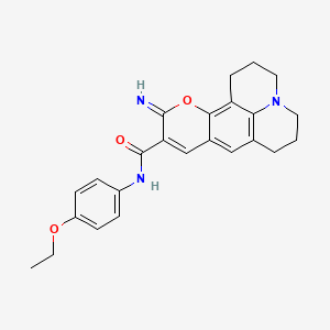 molecular formula C24H25N3O3 B2495428 N-(4-ethoxyphenyl)-11-imino-2,3,5,6,7,11-hexahydro-1H-pyrano[2,3-f]pyrido[3,2,1-ij]quinoline-10-carboxamide CAS No. 866346-71-6