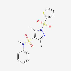 molecular formula C16H17N3O4S3 B2495446 N,3,5-trimethyl-N-phenyl-1-(thiophene-2-sulfonyl)-1H-pyrazole-4-sulfonamide CAS No. 956251-31-3