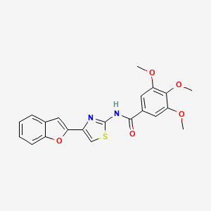 molecular formula C21H18N2O5S B2495453 N-[4-(1-benzofuran-2-yl)-1,3-thiazol-2-yl]-3,4,5-trimethoxybenzamide CAS No. 941918-51-0