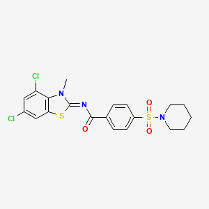 molecular formula C20H19Cl2N3O3S2 B2495456 (Z)-N-(4,6-dichloro-3-methylbenzo[d]thiazol-2(3H)-ylidene)-4-(piperidin-1-ylsulfonyl)benzamide CAS No. 851080-38-1