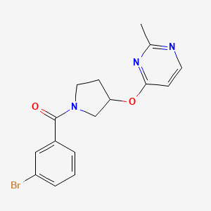 molecular formula C16H16BrN3O2 B2495476 4-{[1-(3-Bromobenzoyl)pyrrolidin-3-yl]oxy}-2-methylpyrimidine CAS No. 2034247-22-6