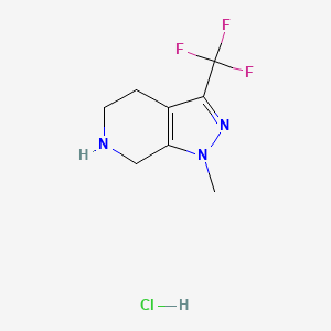 molecular formula C8H11ClF3N3 B2495478 1-Methyl-3-(trifluoromethyl)-4,5,6,7-tetrahydro-1H-pyrazolo[3,4-c]pyridine hydrochloride CAS No. 733757-93-2