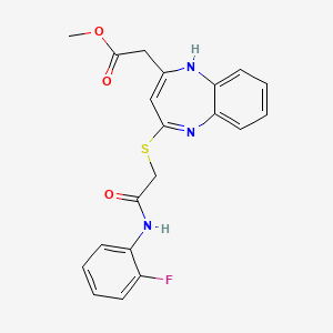 molecular formula C20H18FN3O3S B2495479 methyl [4-({2-[(2-fluorophenyl)amino]-2-oxoethyl}thio)-1H-1,5-benzodiazepin-2-yl]acetate CAS No. 1286724-50-2