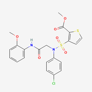 molecular formula C21H19ClN2O6S2 B2495494 Methyl 3-[(4-chlorophenyl){2-[(2-methoxyphenyl)amino]-2-oxoethyl}sulfamoyl]thiophene-2-carboxylate CAS No. 941936-40-9