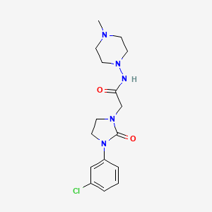 molecular formula C16H22ClN5O2 B2495495 2-(3-(3-氯苯基)-2-氧代咪唑啉-1-基)-N-(4-甲基哌嗪-1-基)乙酰胺 CAS No. 1251578-41-2