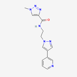 molecular formula C14H15N7O B2495502 1-甲基-N-{2-[4-(吡啶-3-基)-1H-吡唑-1-基]乙基}-1H-1,2,3-三唑-4-甲酰胺 CAS No. 2097920-07-3