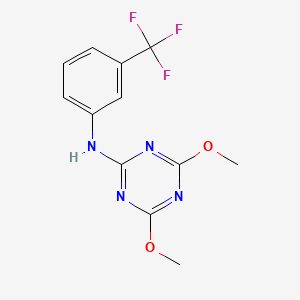 molecular formula C12H11F3N4O2 B2495503 4,6-dimethoxy-N-[3-(trifluoromethyl)phenyl]-1,3,5-triazin-2-amine CAS No. 216502-35-1