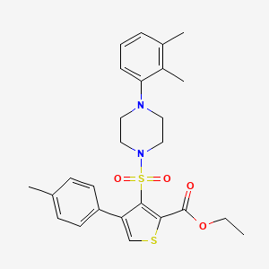 molecular formula C26H30N2O4S2 B2495514 Ethyl 3-{[4-(2,3-dimethylphenyl)piperazin-1-yl]sulfonyl}-4-(4-methylphenyl)thiophene-2-carboxylate CAS No. 1105237-53-3