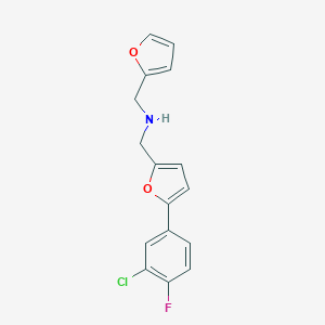 molecular formula C16H13ClFNO2 B249552 1-[5-(3-chloro-4-fluorophenyl)furan-2-yl]-N-(furan-2-ylmethyl)methanamine 