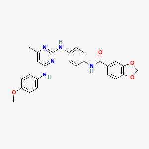 molecular formula C26H23N5O4 B2495520 N-(4-((4-((4-甲氧基苯基)氨基)-6-甲基嘧啶-2-基)氨基)苯基)苯并[d][1,3]二噁烷-5-甲酰胺 CAS No. 941923-75-7
