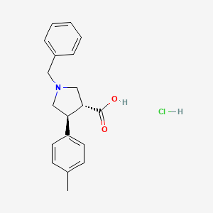 molecular formula C19H22ClNO2 B2495525 trans-1-Benzyl-4-(p-tolyl)pyrrolidine-3-carboxylic acid hydrochloride CAS No. 1956309-30-0