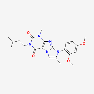 molecular formula C22H27N5O4 B2495531 8-(2,4-二甲氧基苯基)-3-异戊基-1,7-二甲基-1H-咪唑并[2,1-f]嘧啶-2,4(3H,8H)-二酮 CAS No. 900262-15-9