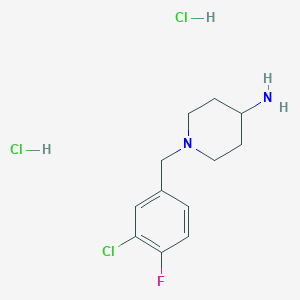 molecular formula C12H18Cl3FN2 B2495537 1-(3-Chloro-4-fluorobenzyl)piperidin-4-amine dihydrochloride CAS No. 1286266-07-6