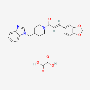 molecular formula C25H25N3O7 B2495556 (E)-1-(4-((1H-benzo[d]imidazol-1-yl)methyl)piperidin-1-yl)-3-(benzo[d][1,3]dioxol-5-yl)prop-2-en-1-one oxalate CAS No. 1351664-73-7