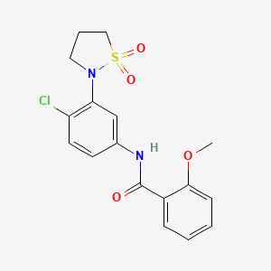 molecular formula C17H17ClN2O4S B2495563 N-(4-chloro-3-(1,1-dioxidoisothiazolidin-2-yl)phenyl)-2-methoxybenzamide CAS No. 946216-77-9