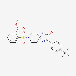 molecular formula C25H29N3O5S B2495568 Methyl 2-{[2-(4-tert-butylphenyl)-3-oxo-1,4,8-triazaspiro[4.5]dec-1-en-8-yl]sulfonyl}benzoate CAS No. 1358394-04-3