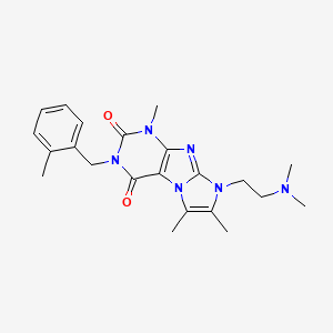 molecular formula C22H28N6O2 B2495572 6-[2-(二甲基氨基)乙基]-4,7,8-三甲基-2-[(2-甲基苯基)甲基]嘌呤[7,8-a]咪唑-1,3-二酮 CAS No. 941900-17-0